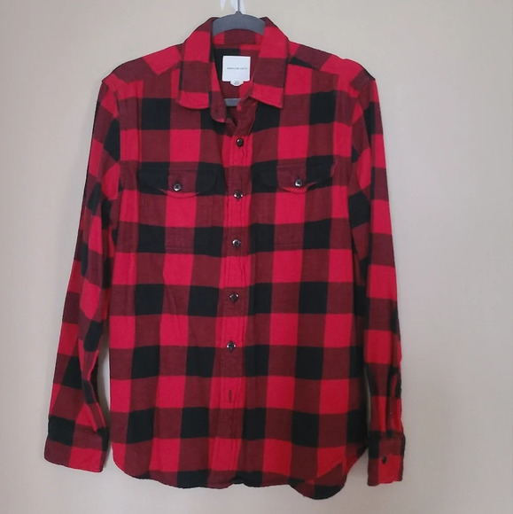 American eagle checkered flannel shirt Women's sz.M red/black (k3) - Picture 1 of 6